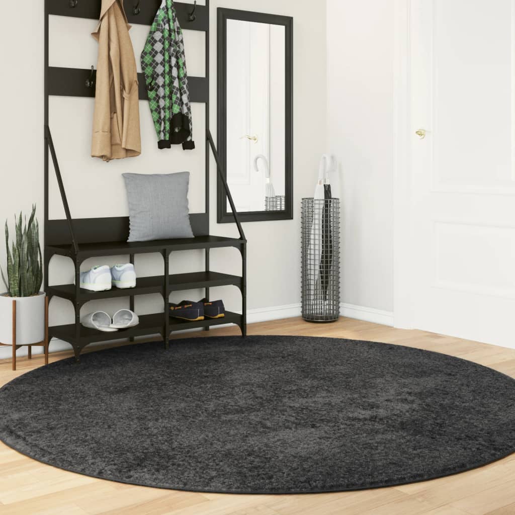 Vidaxl Rug Pamplona Shamgy héich modern Ø 200 cm Anthhracit