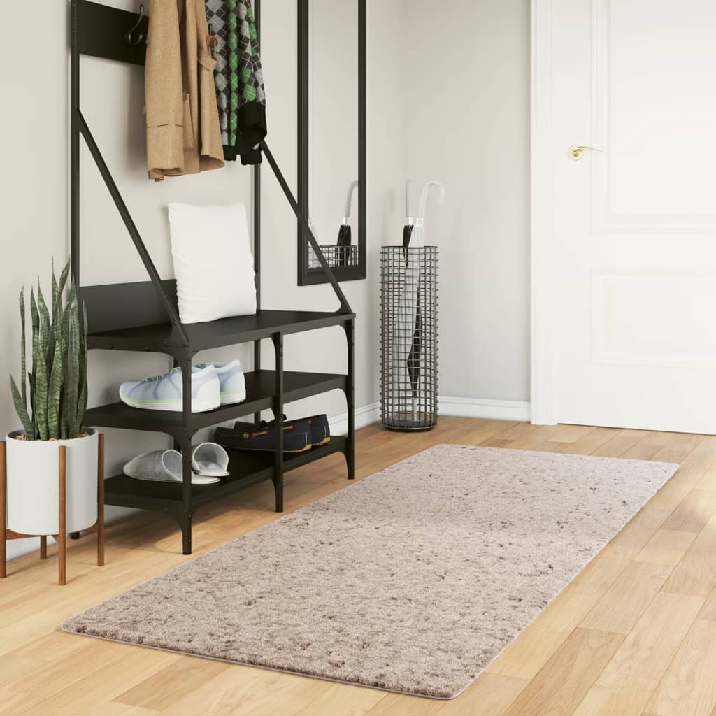 VidaXL tapis pamplona shaggy poils longs moderne 80x200 cm beige