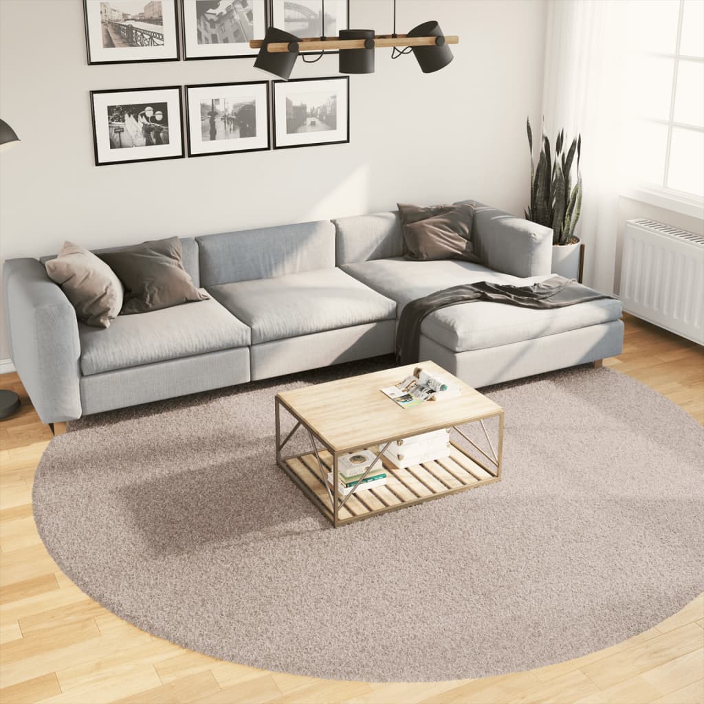 VidaXL tapis pamplona shaggy poils longs moderne ø 280 cm beige