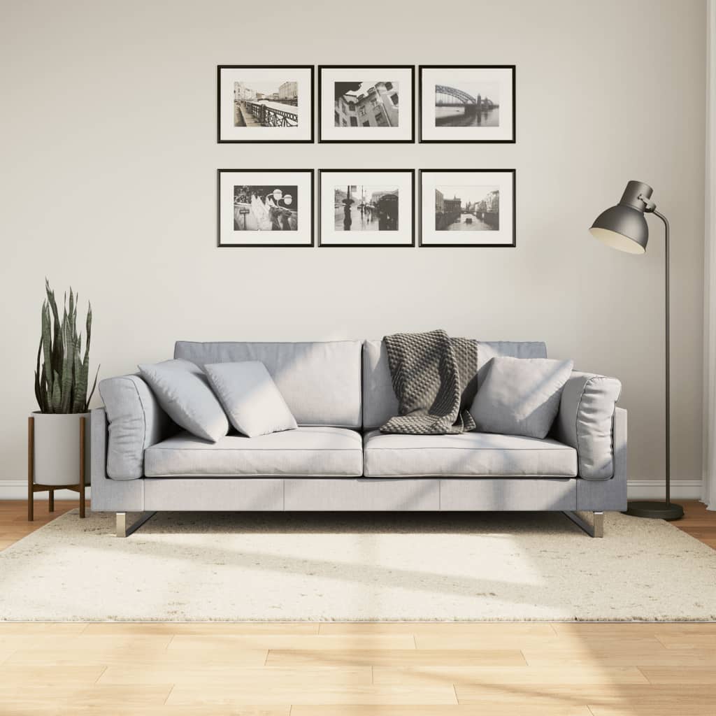 VidaXL tapis pamplona shaggy poils longs moderne 140x200 cm crème
