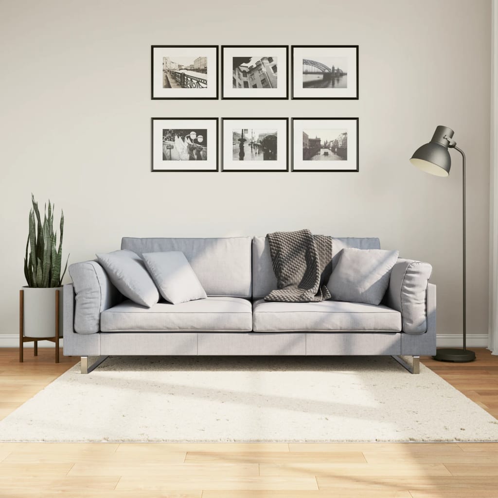 VidaXL tapis pamplona shaggy poils longs moderne 160x160 cm crème