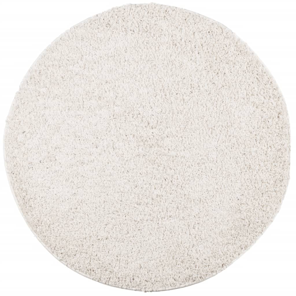 Alfombra Vidaxl Pamplona Shaggy altamente moderno Ø 80 cm de color crema