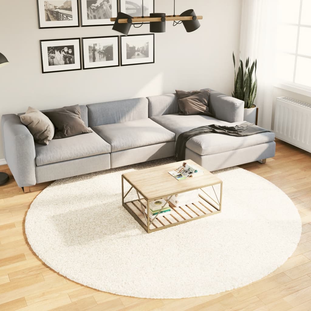 Vidaxx tapis pamplona shaggy poils longs moderne ø 240 cm couleur crème