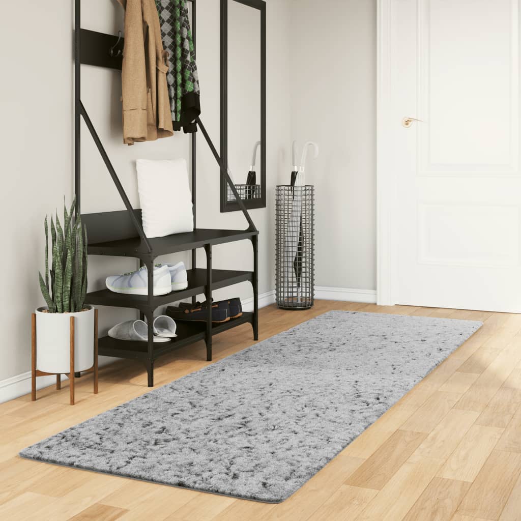 VidaXL tapis pamplona shaggy poils longs moderne 80x250 cm gris