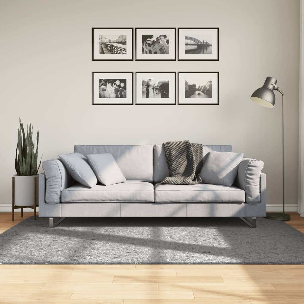 VidaXL tapis pamplona shaggy poils longs moderne 140x200 cm gris