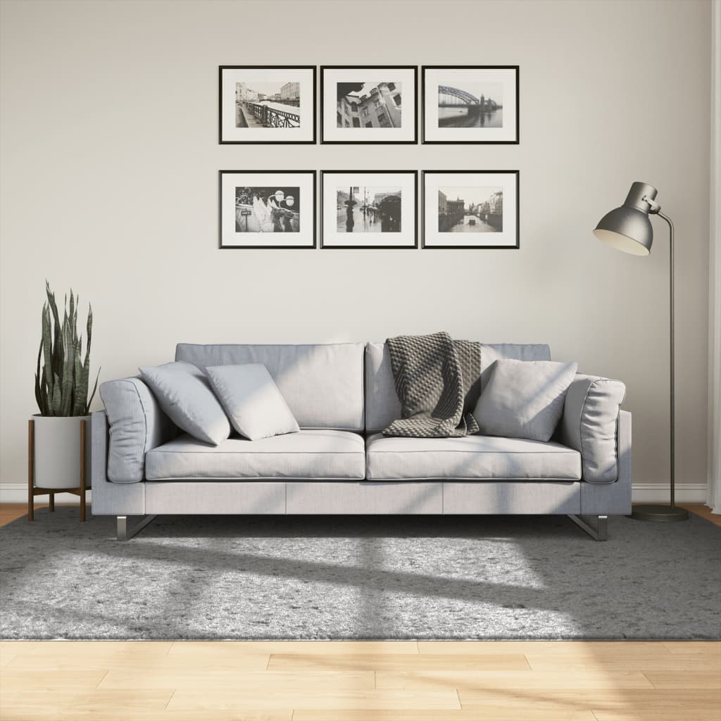 VidaXL tapis pamplona shaggy poils longs moderne 160x230 cm gris