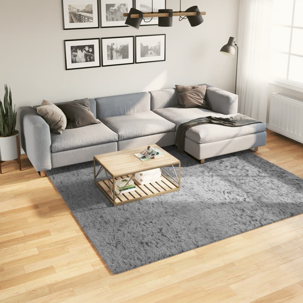 VidaXL tapis pamplona shaggy poils longs moderne 240x240 cm gris