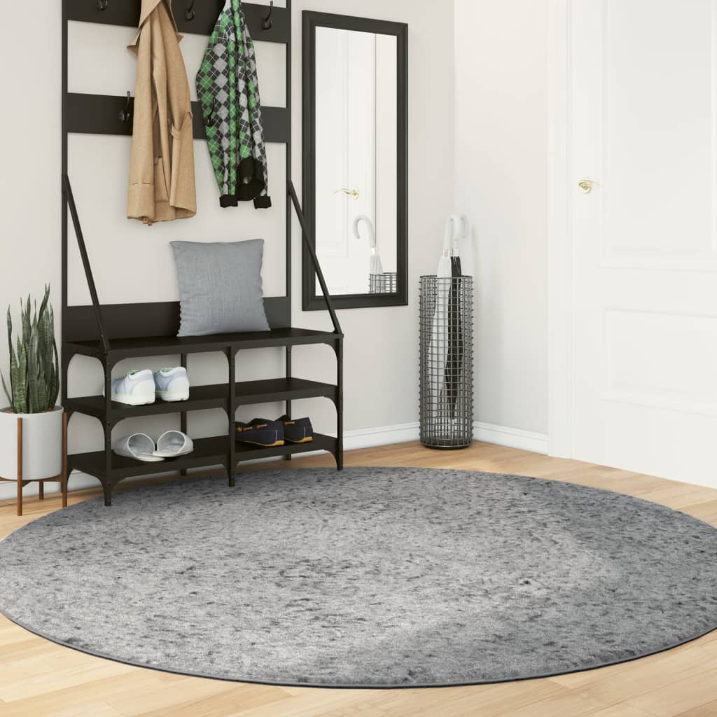 VidaXL tapis pamplona shaggy poils longs moderne ø 200 cm gris