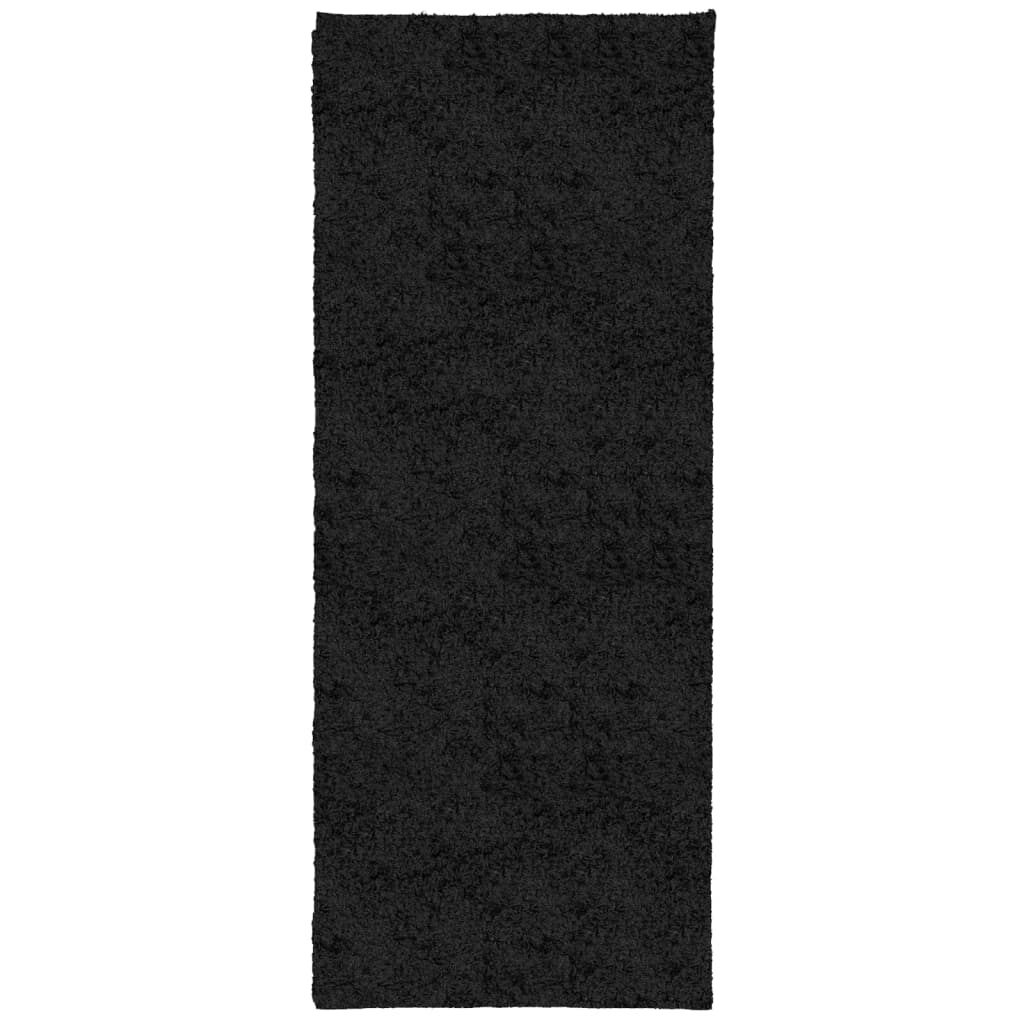 VidaXL tapis pamplona shaggy poils longs moderne 80x200 cm noir