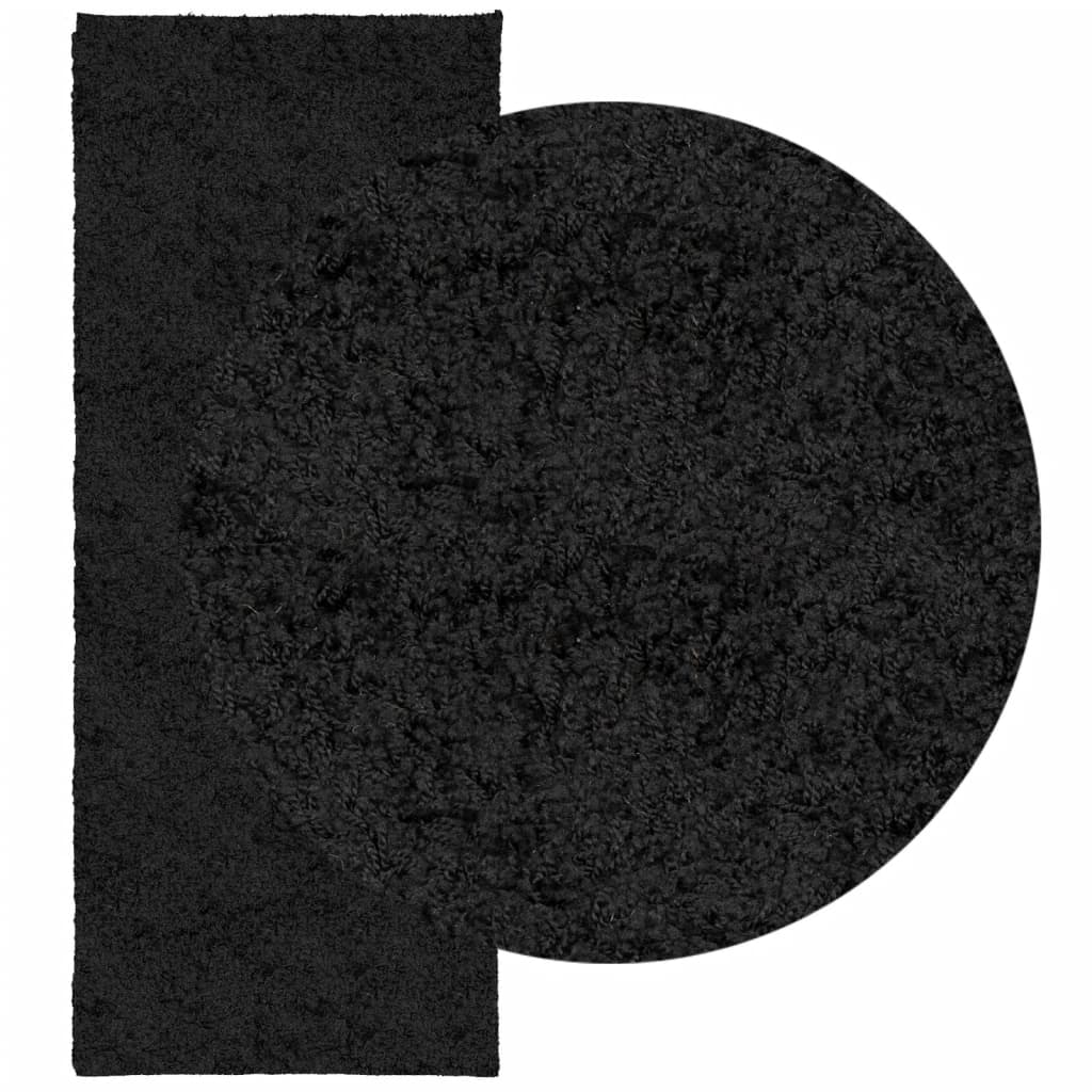 VidaXL tapis pamplona shaggy poils longs moderne 80x200 cm noir