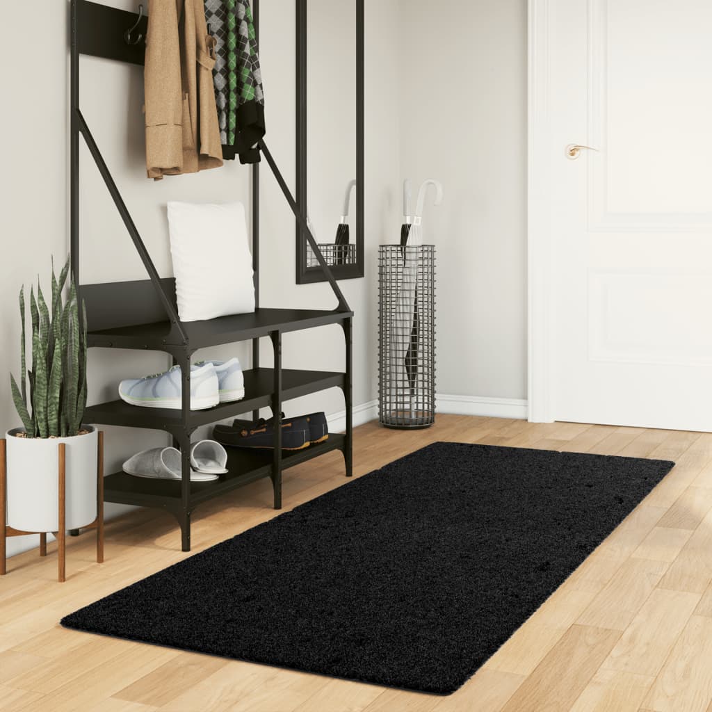 VidaXL tapis pamplona shaggy poils longs moderne 80x200 cm noir