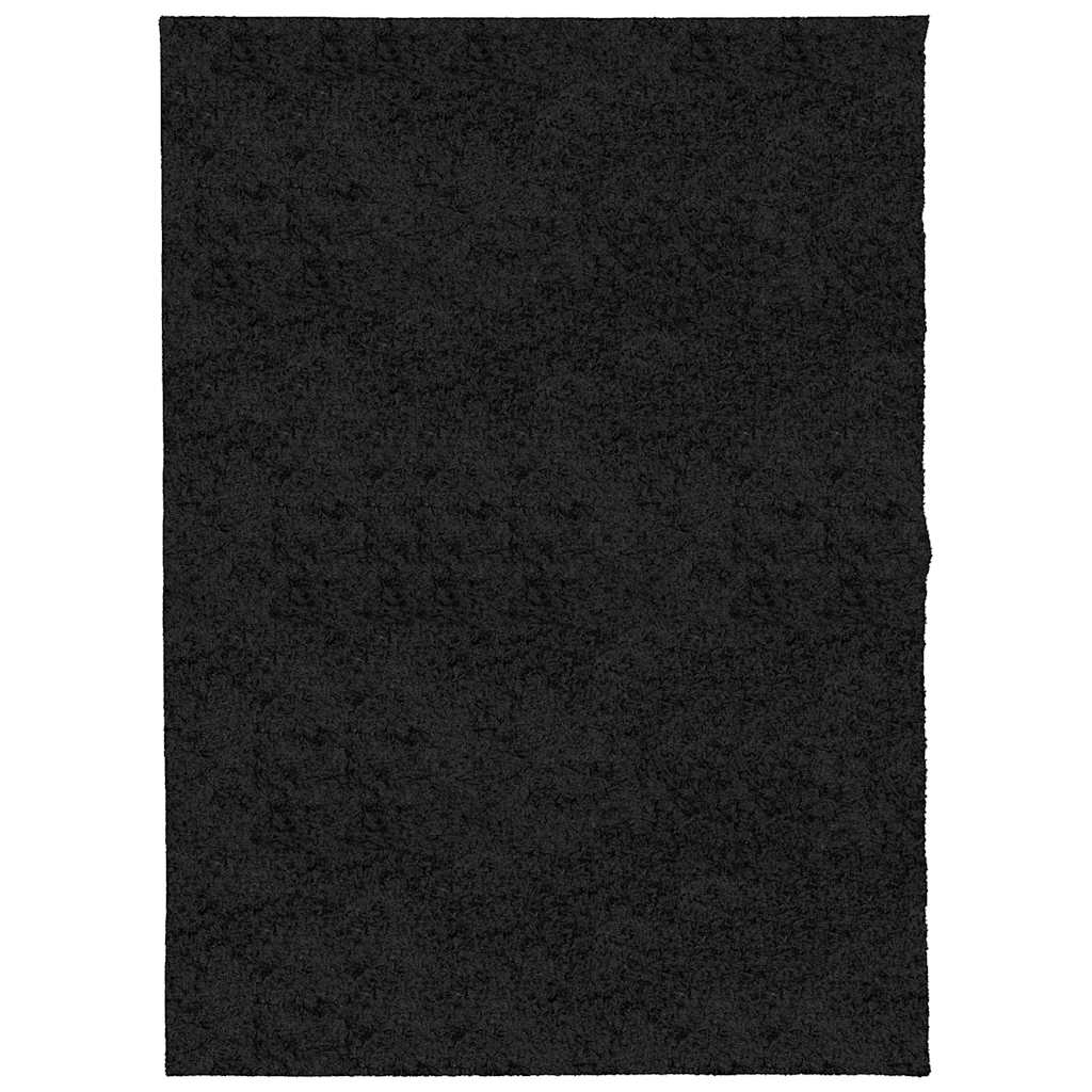 VidaXL tapis pamplona shaggy poils longs moderne 140x200 cm noir