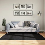 VidaXL tapis pamplona shaggy poils longs moderne 160x160 cm noir