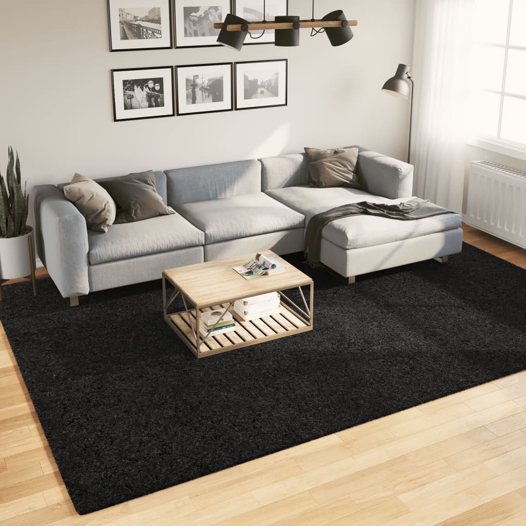 Vidaxl Rug Camplona Shamgy héich modern 240x340 cm schwaarz