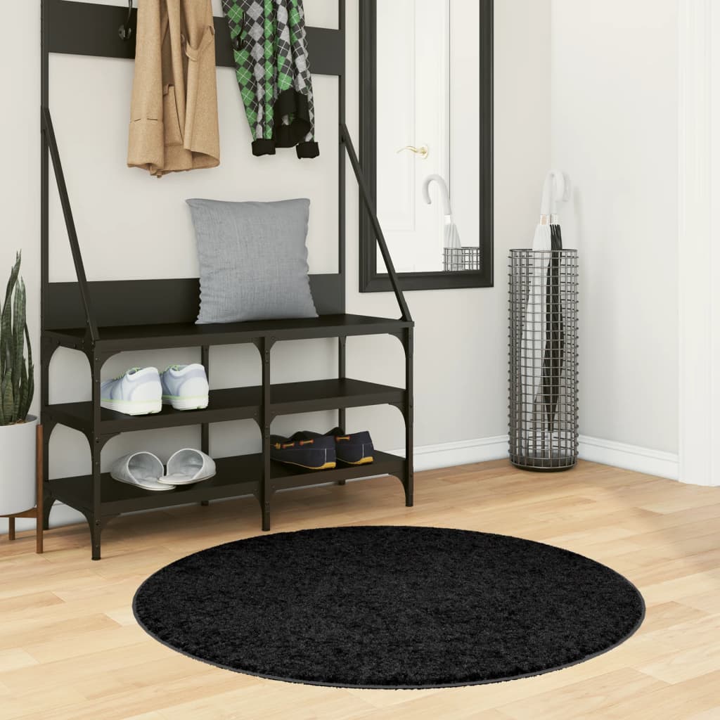 VIDAXL RUAM PAMPLONA SHAGGY ALTAMENTE POLE MODERNO Ø 100 cm nero