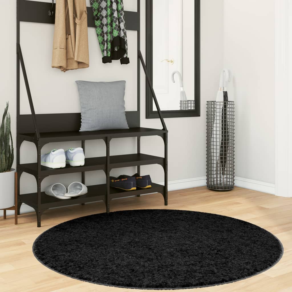 Vidaxx tapis pamplona shaggy poils longs moderne ø 120 cm noir