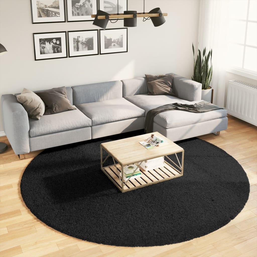 Vidaxx tapis pamplona shaggy poils longs moderne ø 240 cm noir