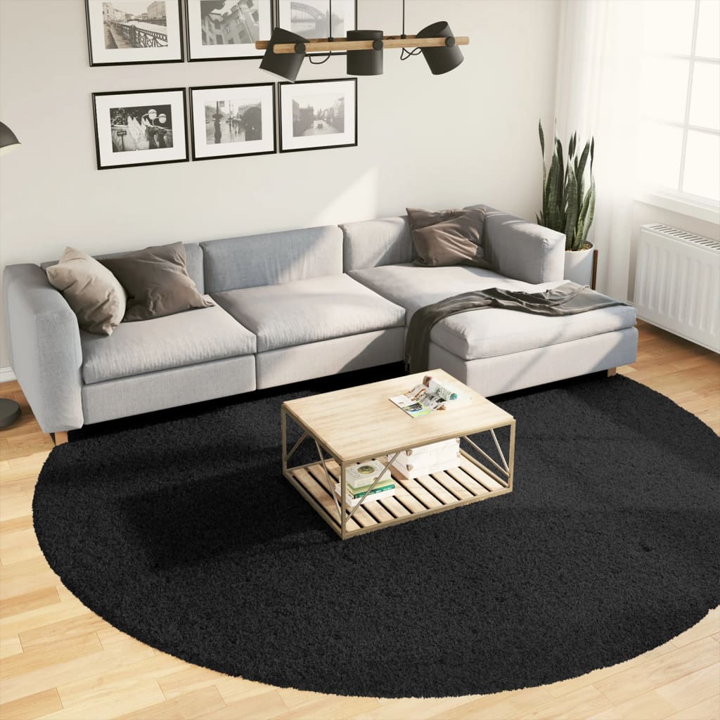 Vidaxx tapis pamplona shaggy poils longs moderne ø 280 cm noir