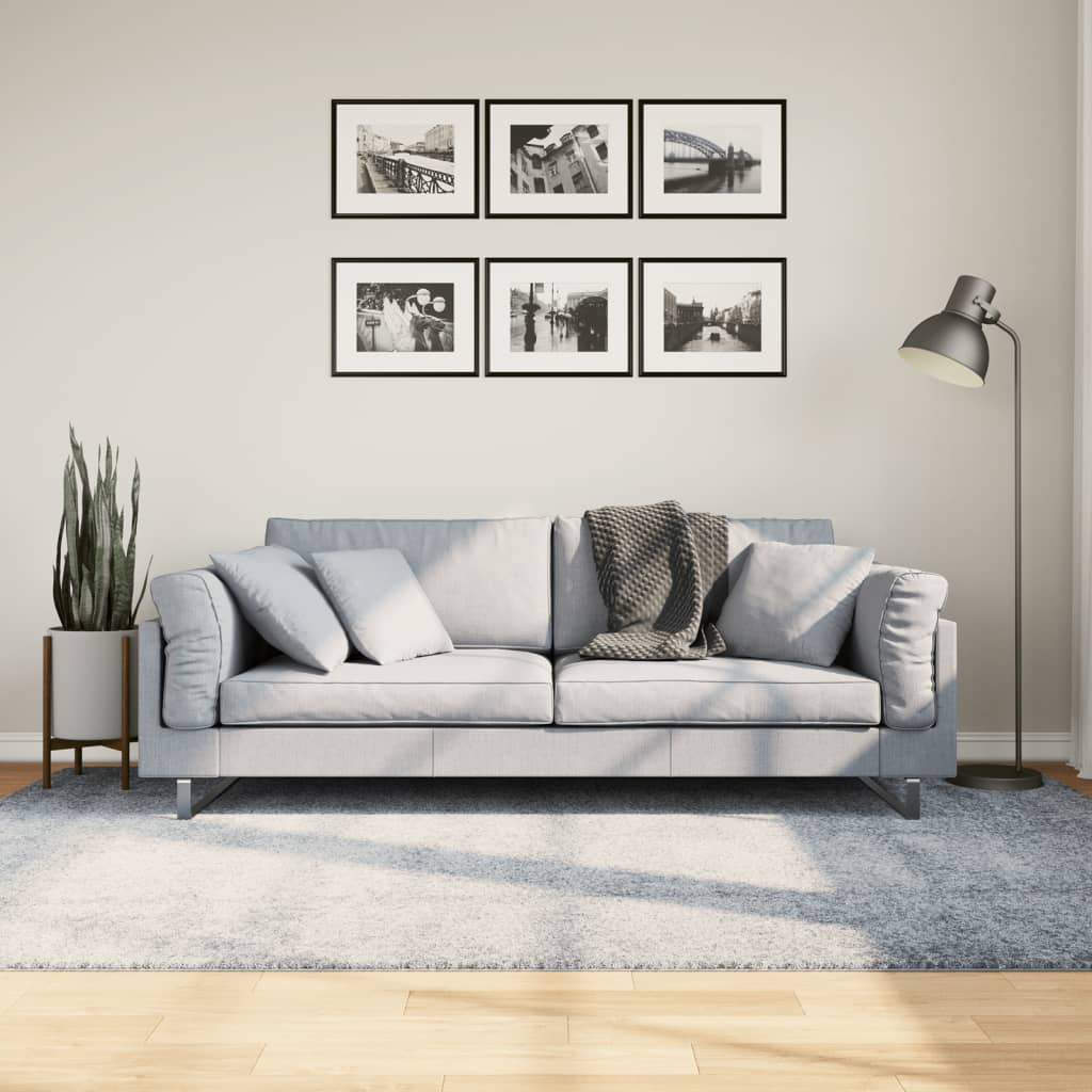 VidaXL tapis pamplona shaggy poils longs moderne 160x230 cm bleu