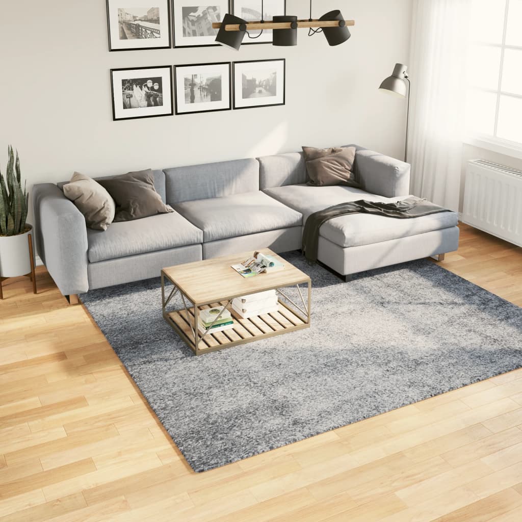 VidaXL tapis pamplona shaggy poils longs moderne 240x240 cm bleu