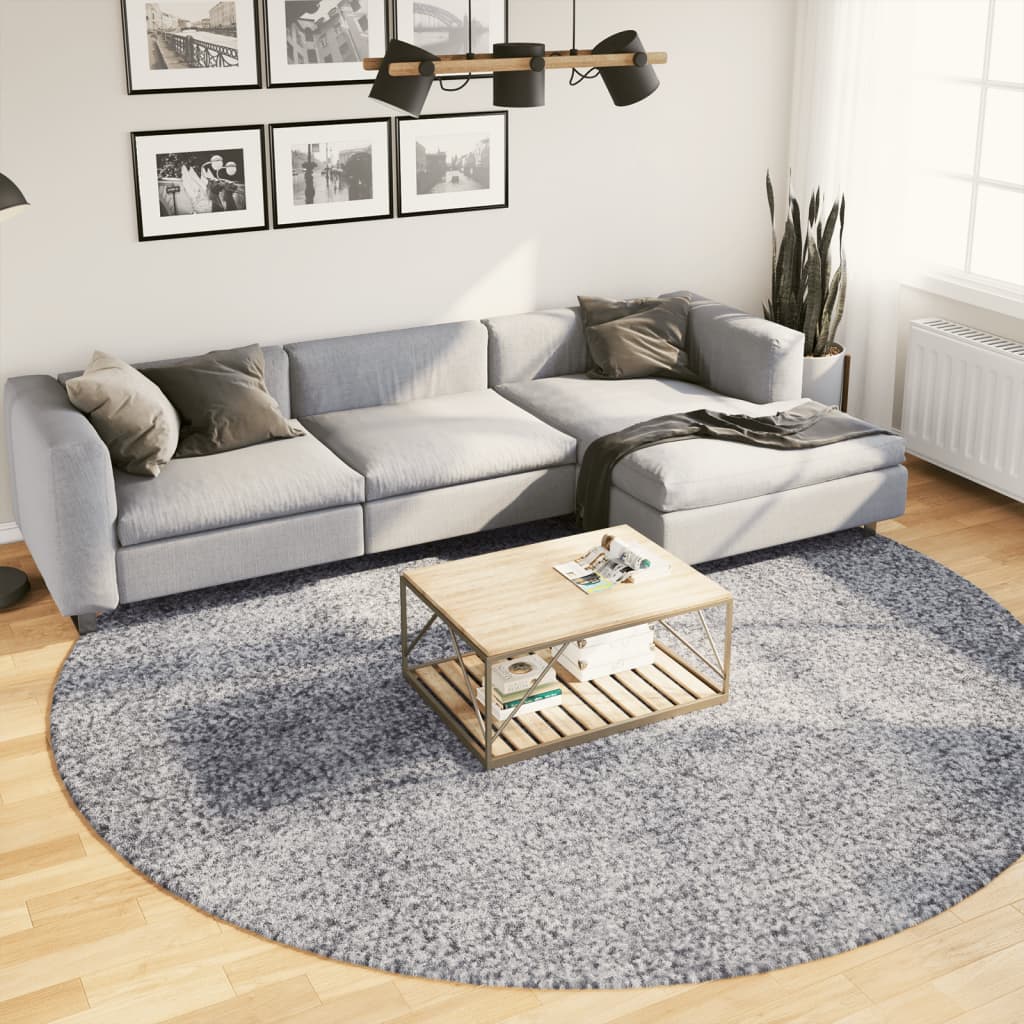 VidaXL tapis pamplona shaggy poils longs moderne ø 280 cm bleu
