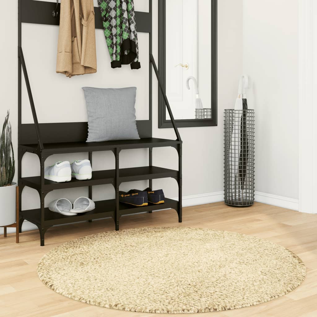 Vidaxl -mattan Pamplona Shaggy High Pile Modern Ø 120 cm guldfärg