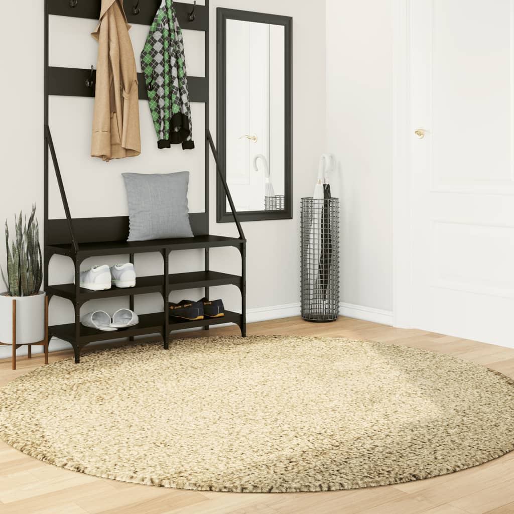 Vidaxl Rug Pamplona Shamgy héich Pole modern Ø 200 cm Goldfaarf