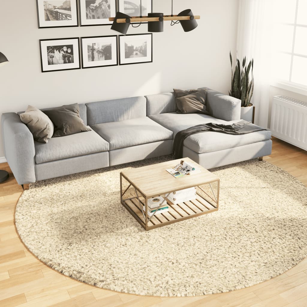 Vidaxx tapis pamplona shaggy poils longs moderne ø 280 cm couleur or