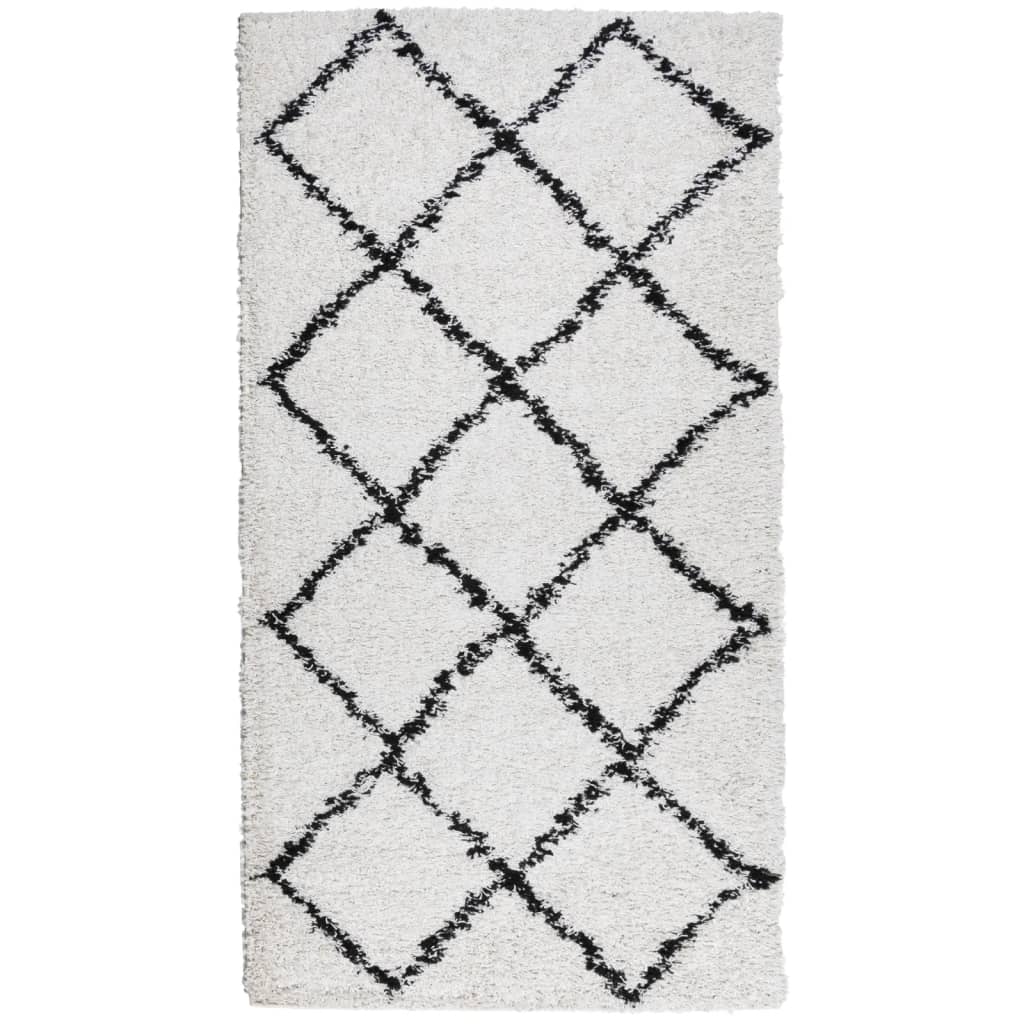 VidaXL tapis pamplona shaggy poils longs 60x110 cm crème et noir