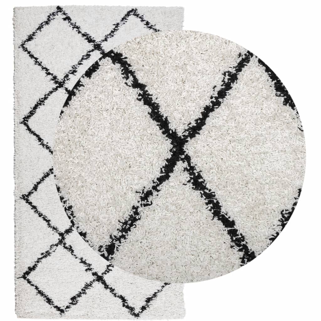 Vidaxl Rug Shaggy High Pile Moderne 60x110 cm creme og sort