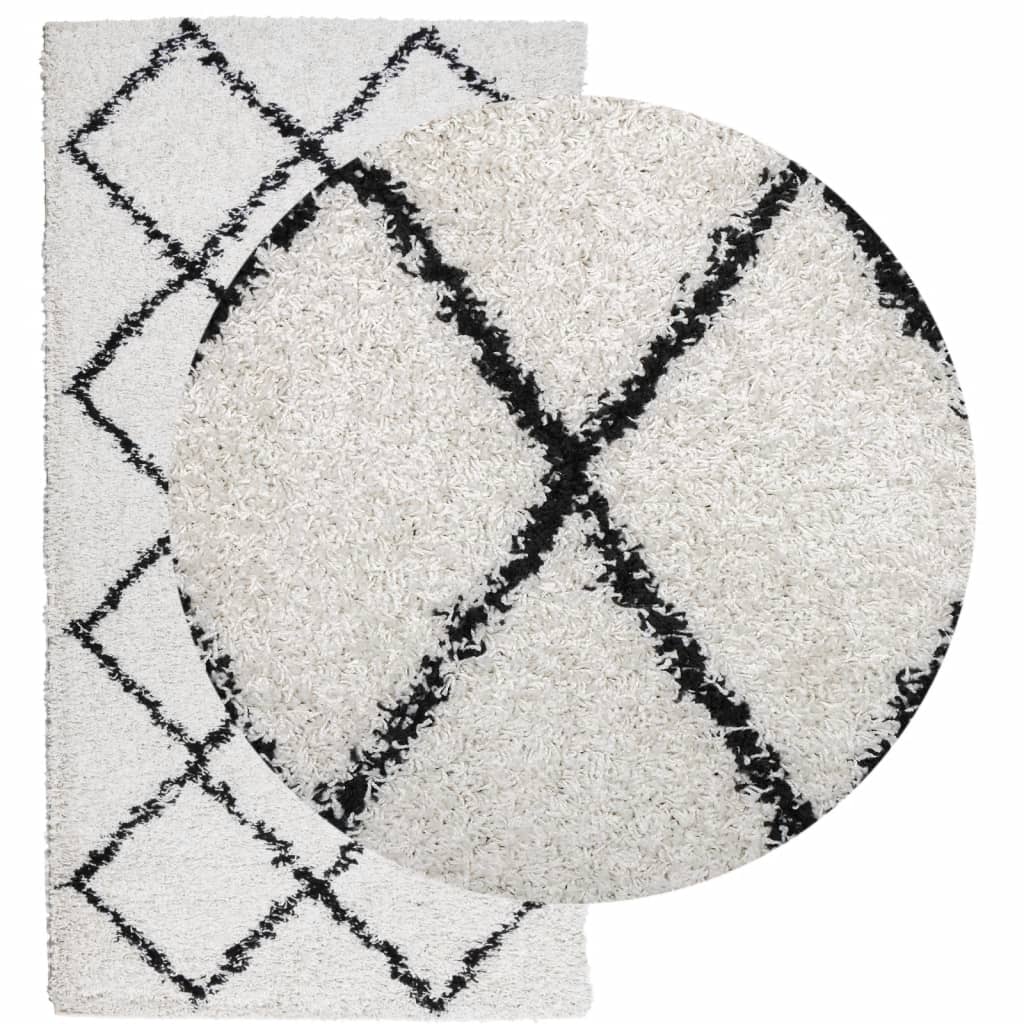 VidaXL tapis pamplona shaggy poils longs 60x110 cm crème et noir