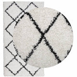 VidaXL tapis pamplona shaggy poils longs 60x110 cm crème et noir