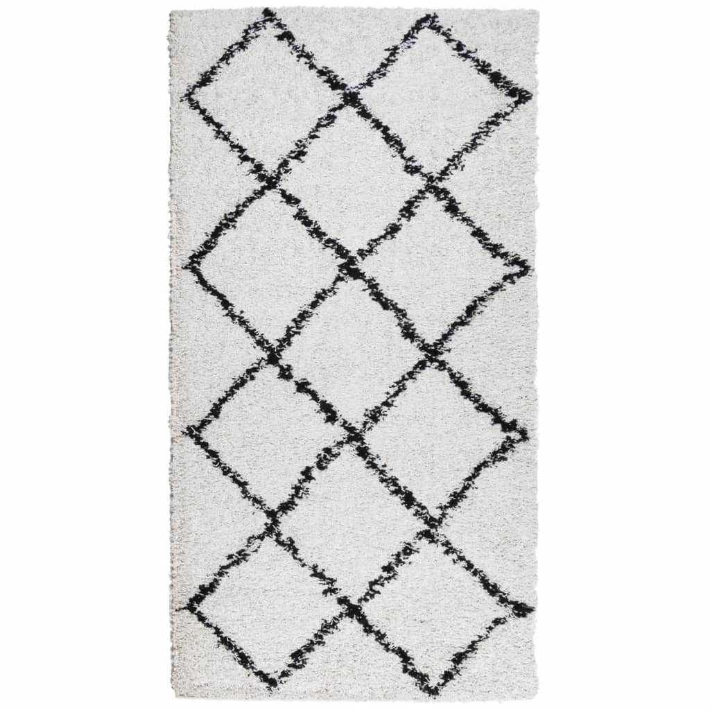 VidaXL tapis pamplona shaggy poils longs 80x150 cm crème et noir