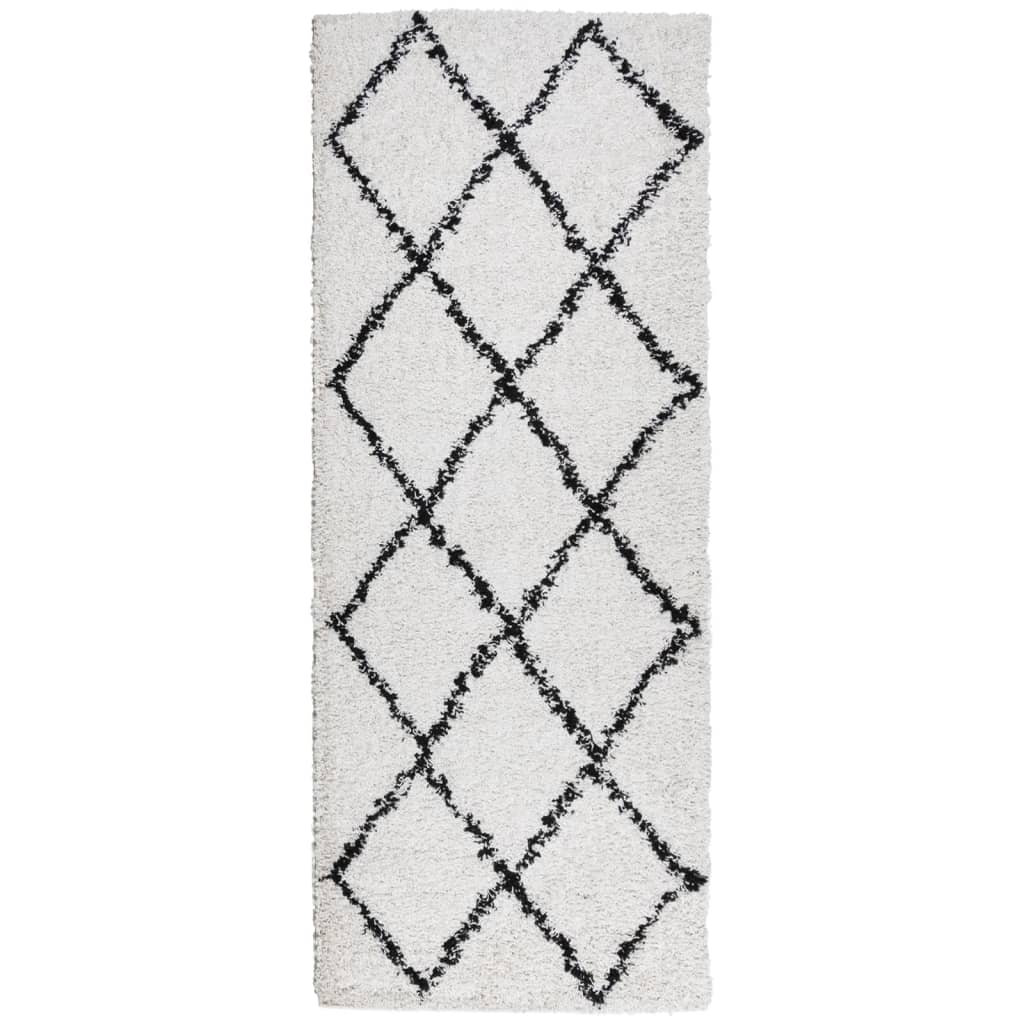 Vidaxl Rug Shaggy High Pile Modern 80x200 cm krem ​​og svart