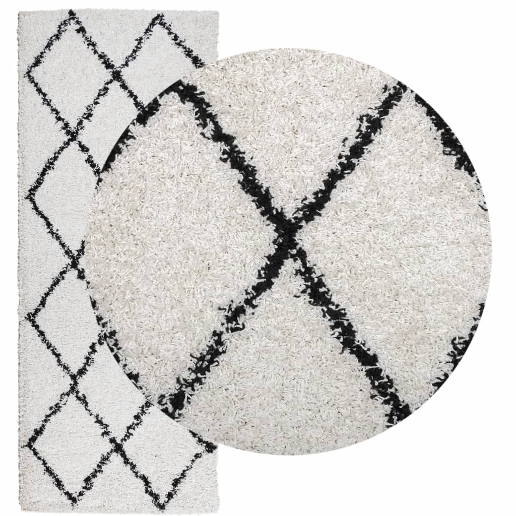 Vidaxl Rug Shaggy High Pila moderna 80x200 cm de crema y negro