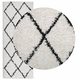 VidaXL tapis pamplona shaggy poils longs 80x200 cm crème et noir