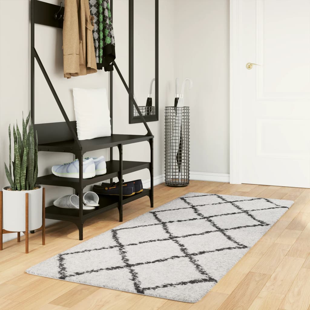 Vidaxl rug Shaggy high pile modern 80x200 cm cream and black