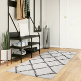 VidaXL tapis pamplona shaggy poils longs 80x200 cm crème et noir