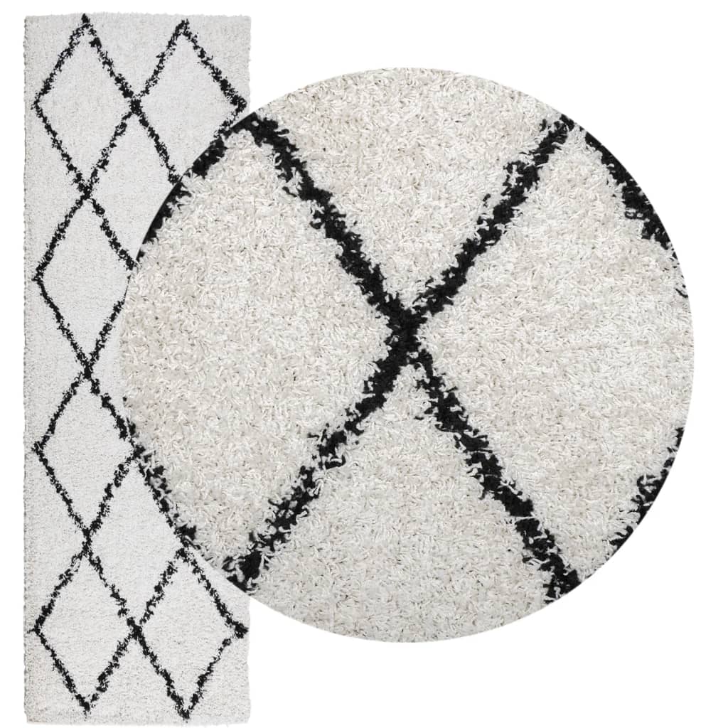 Vidaxl Rug Shaggy High Pila moderna 80x250 cm Crema y negro