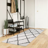 VidaXL tapis pamplona shaggy poils longs 80x250 cm crème et noir