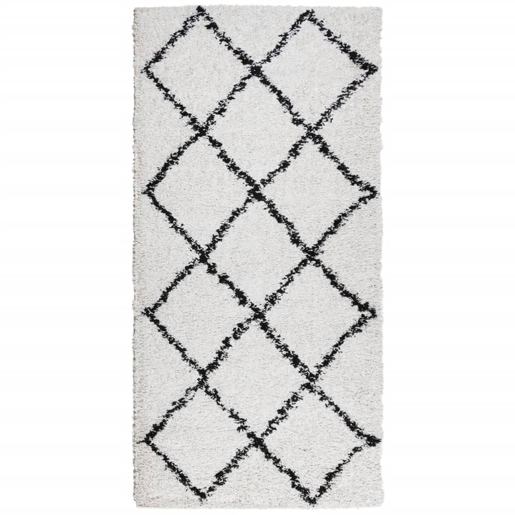 VidaXL tapis pamplona shaggy poils longs 100x200 cm crème et noir