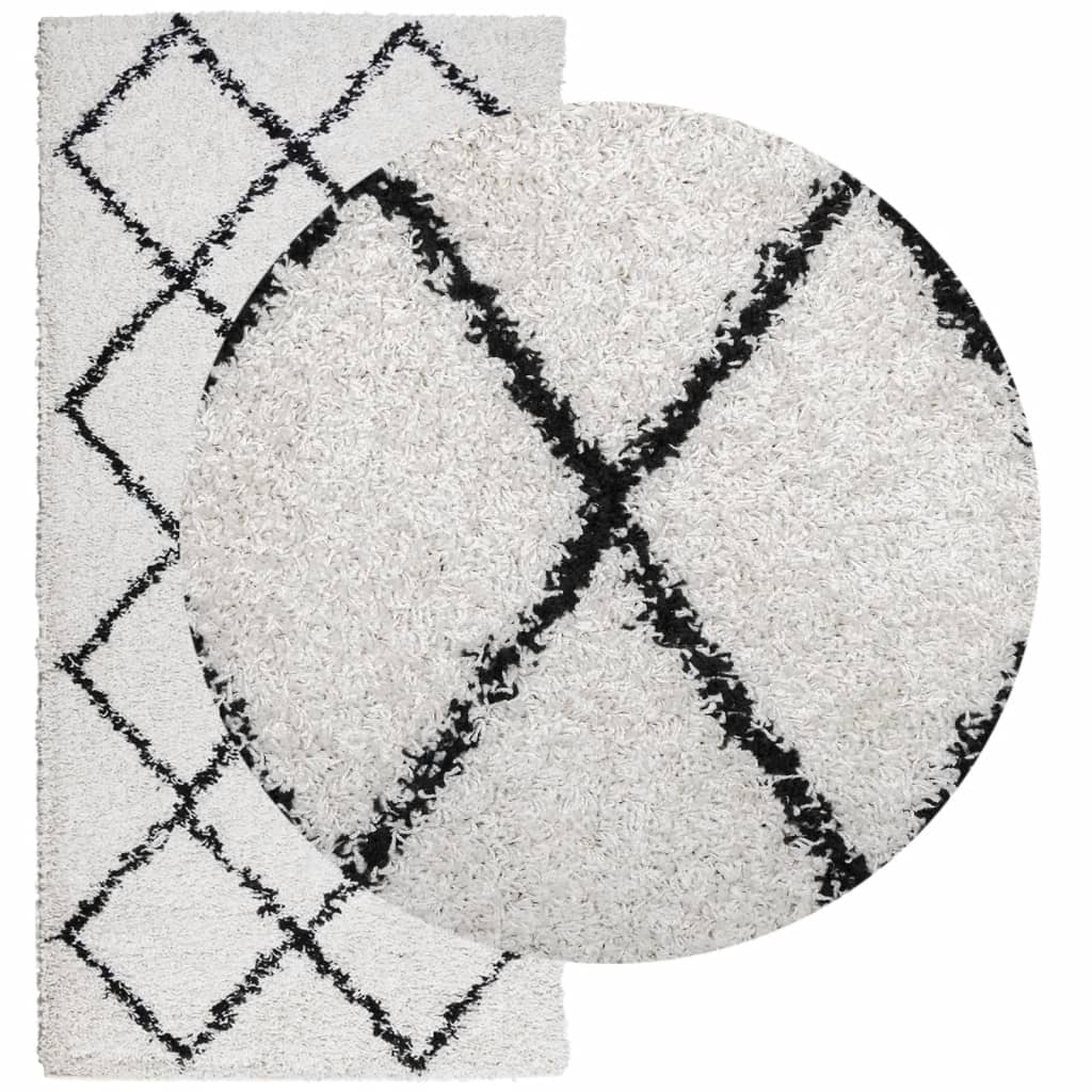 VidaXL tapis pamplona shaggy poils longs 100x200 cm crème et noir