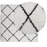 VidaXL tapis pamplona shaggy poils longs 120x120 cm crème et noir