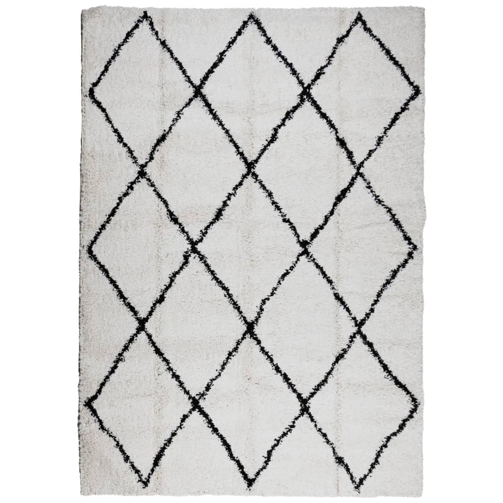 VidaXL tapis pamplona shaggy poils longs 120x170 cm crème et noir