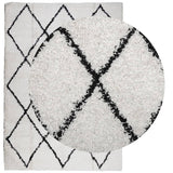 Vidaxl Rug Pamplona Shampgy héich pile 120x17 cm Crème a schwaarz