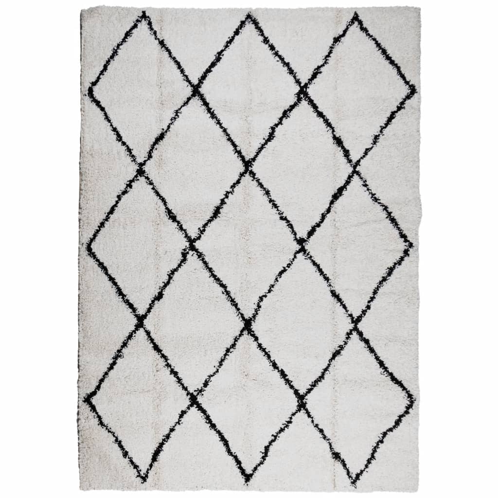 Vidaxx tapis shaggy poils longs moderne 140x200 cm crème et noir