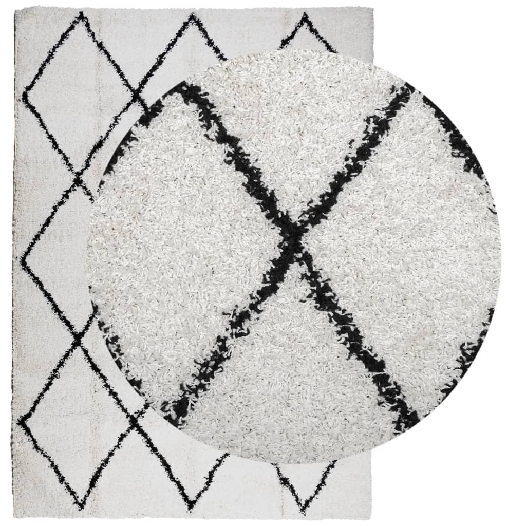 Vidaxx tapis shaggy poils longs moderne 140x200 cm crème et noir