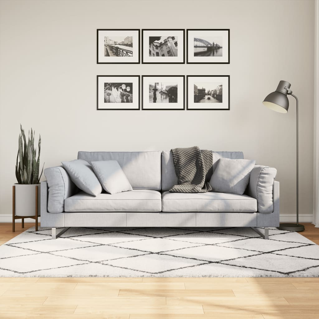 Vidaxx tapis shaggy poils longs moderne 140x200 cm crème et noir