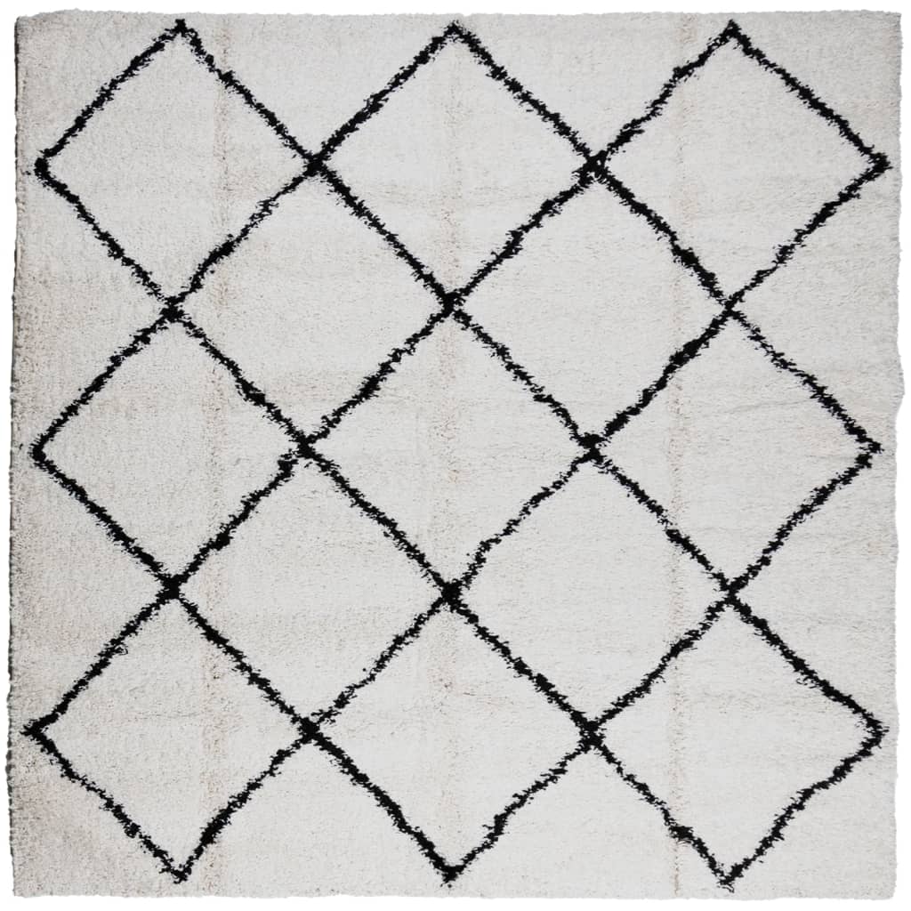 VidaXL tapis pamplona shaggy poils longs 160x160 cm crème et noir