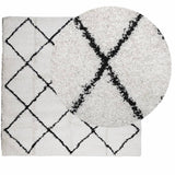 Vidaxl Rug Shaggy High Pile Modern 160x160 cm creme og sort